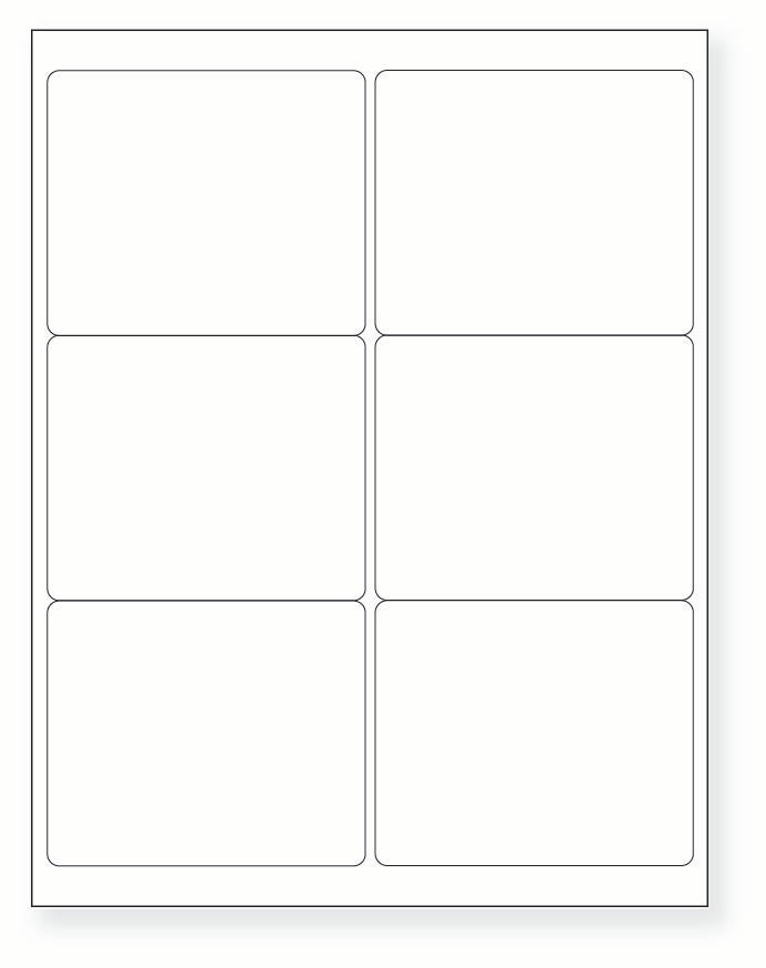 8-1/2 x 11" White Laser Label, 6 Labels per Sheet Measuring 4" x 3.33". SKU: B96W