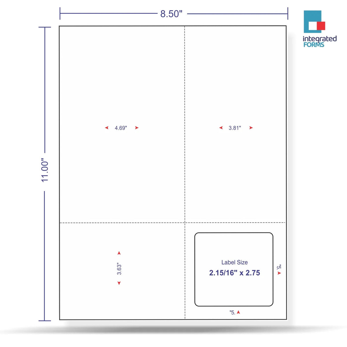 Integrated Label, 1 Label, Size - 2-15/16" x 2.75" Used for Dental Labs, SKU: IF1032