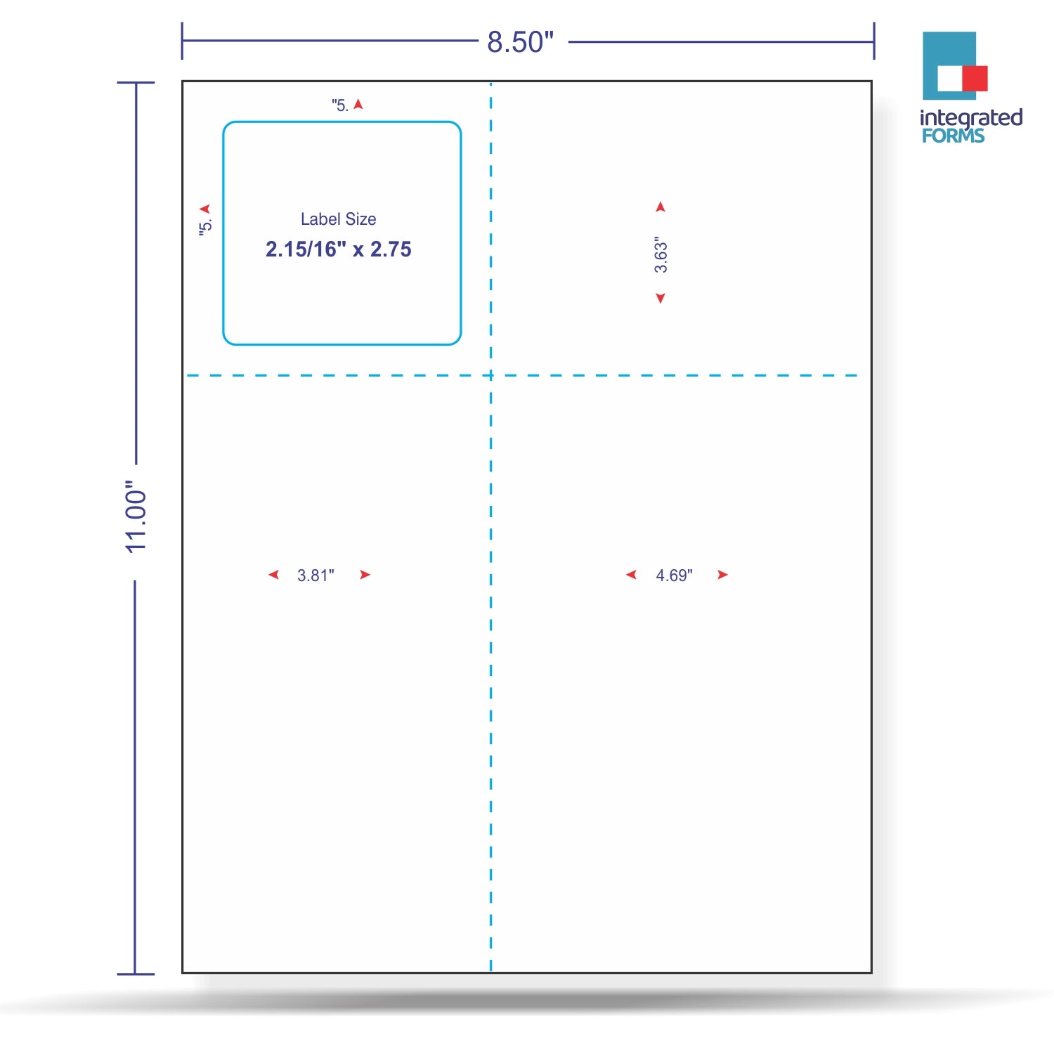 Integrated Label, 1 Label, Size - 2-15/16" x 2.75" Used for Dental Labs, SKU: IF1032