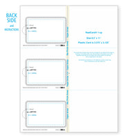 Real Card Form 7.5 mil duplex printing, with three plastic cards on the right. SKU: RC3WL