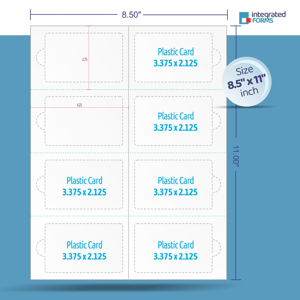 Real Card Form 7.5 mil duplex printing, with 8 plastic cards. SKU: RC8WL
