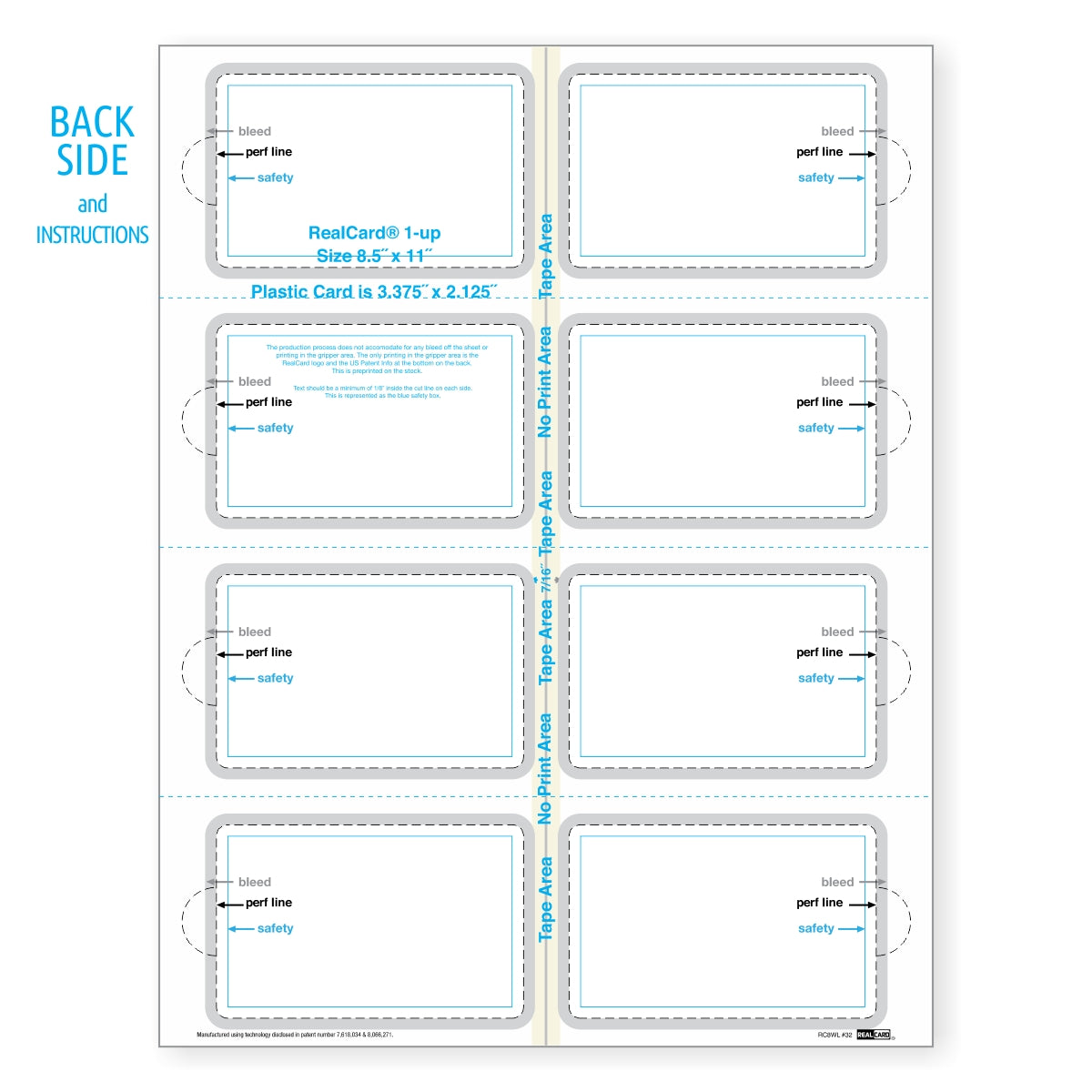 Real Card Form 7.5 mil duplex printing, with 8 plastic cards. SKU: RC8WL