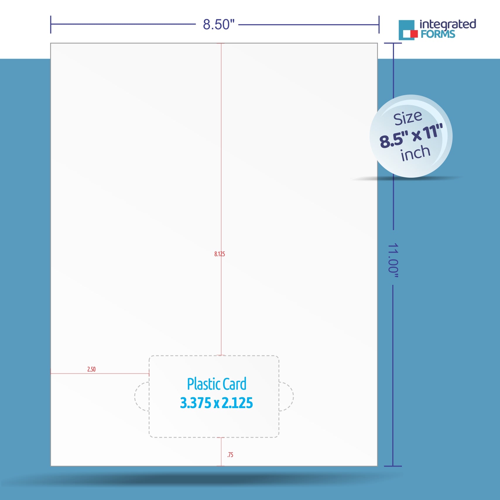 Real Card Form 7.5 mil duplex printing, with one plastic card at the bottom. SKU: RC1WL