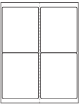 8-1/2 x 11" White Laser Label, 4 Labels per Sheet Measuring 4" x 5", Perfed. SKU: 10W