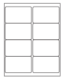 8-1/2 x 11" White Laser Label, 8 Labels per Sheet Measuring 4" x 2.5". SKU: 215W