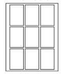 8-1/2 x 11" White Laser Label, 9 Labels per Sheet Measuring 2.25" x 3.375". SKU: 166W