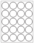 8-1/2 x 11" White Laser Label, 20 Labels per Sheet Measuring 2" Round Starburst. SKU: 825W