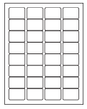8-1/2 x 11" White Laser Label, 32 Labels per Sheet Measuring 1.75" x 1.25". SKU: 843W