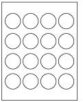8-1/2 x 11" White Laser Label, 16 Round Labels per Sheet Measuring 1.75" Round. SKU: 510W