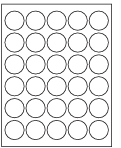 8-1/2 x 11" White Laser Label, 30 Round Labels per Sheet Measuring 1.5" Round. SKU: B211W