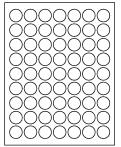 8-1/2 x 11" White Laser Label, 63 Round Labels per Sheet Measuring 1" Round. SKU: B185W