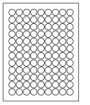 8-1/2 x 11" White Laser Label, 108 Round Labels per Sheet Measuring 0.75" Round. SKU: B209W