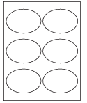 8-1/2 x 11" White Laser Label, 6 Oval Labels per Sheet Measuring 3.875" x 2.6875". SKU: 650W