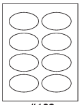 8-1/2 x 11" White Laser Label, 8 Oval Labels per Sheet Measuring 3.33" x 2". SKU: 109W
